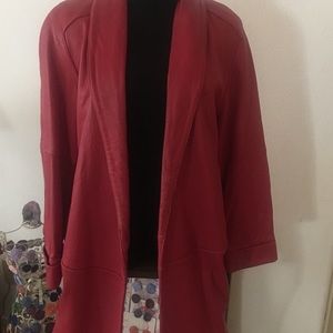 Red extremely soft leather jacket.